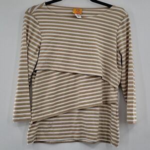3 For$20 Ruby Rd Tan & White stripe w/ Shimmer size PS